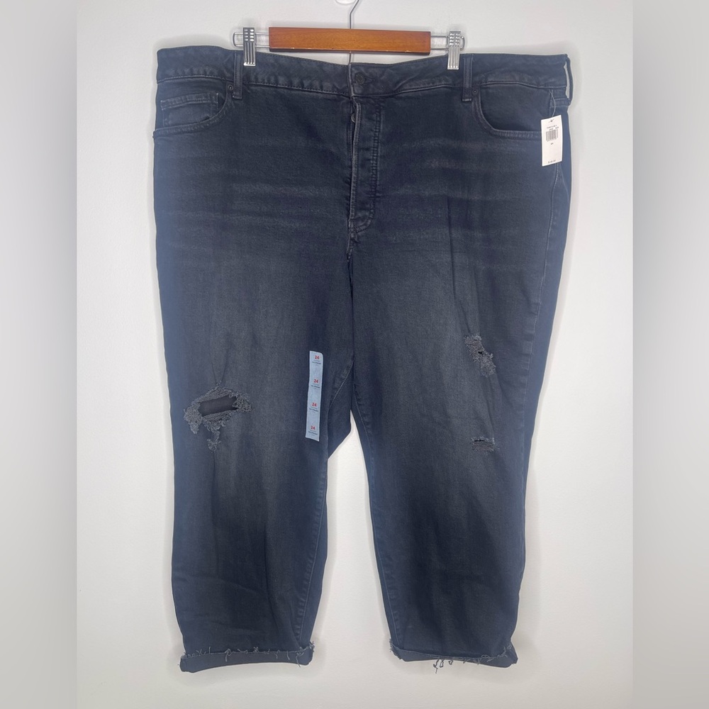 Old Navy O.G. straight high rise distressed black jeans NWT Size 24